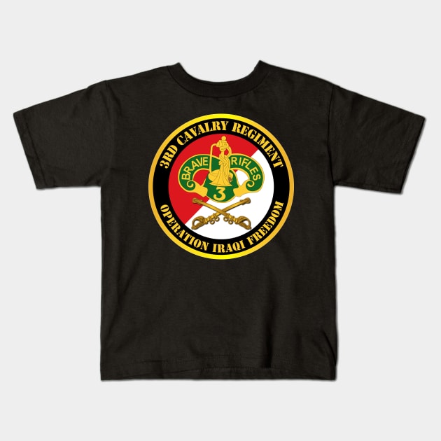 3rd Cavalry Regiment DUI - Red White - Operation Iraqi Freedom Kids T-Shirt by twix123844